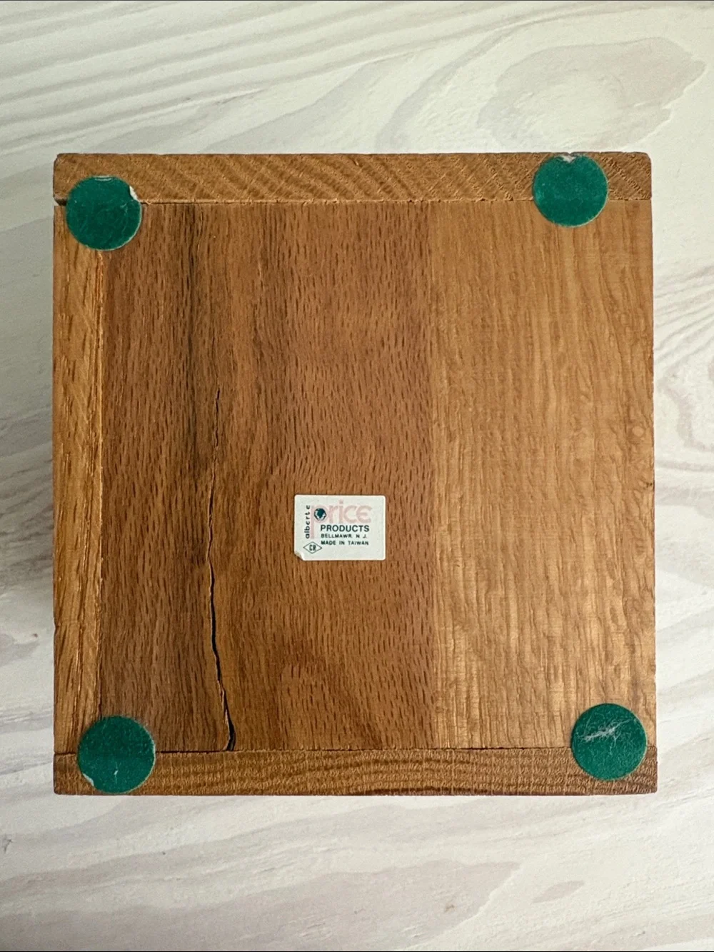 Vintage Mid Century Modern Wood and Cork Coaster Set of 6 with Caddy